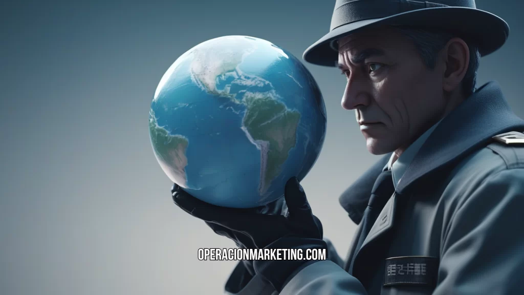 Imagen de un detective con el planeta tierra en las manos